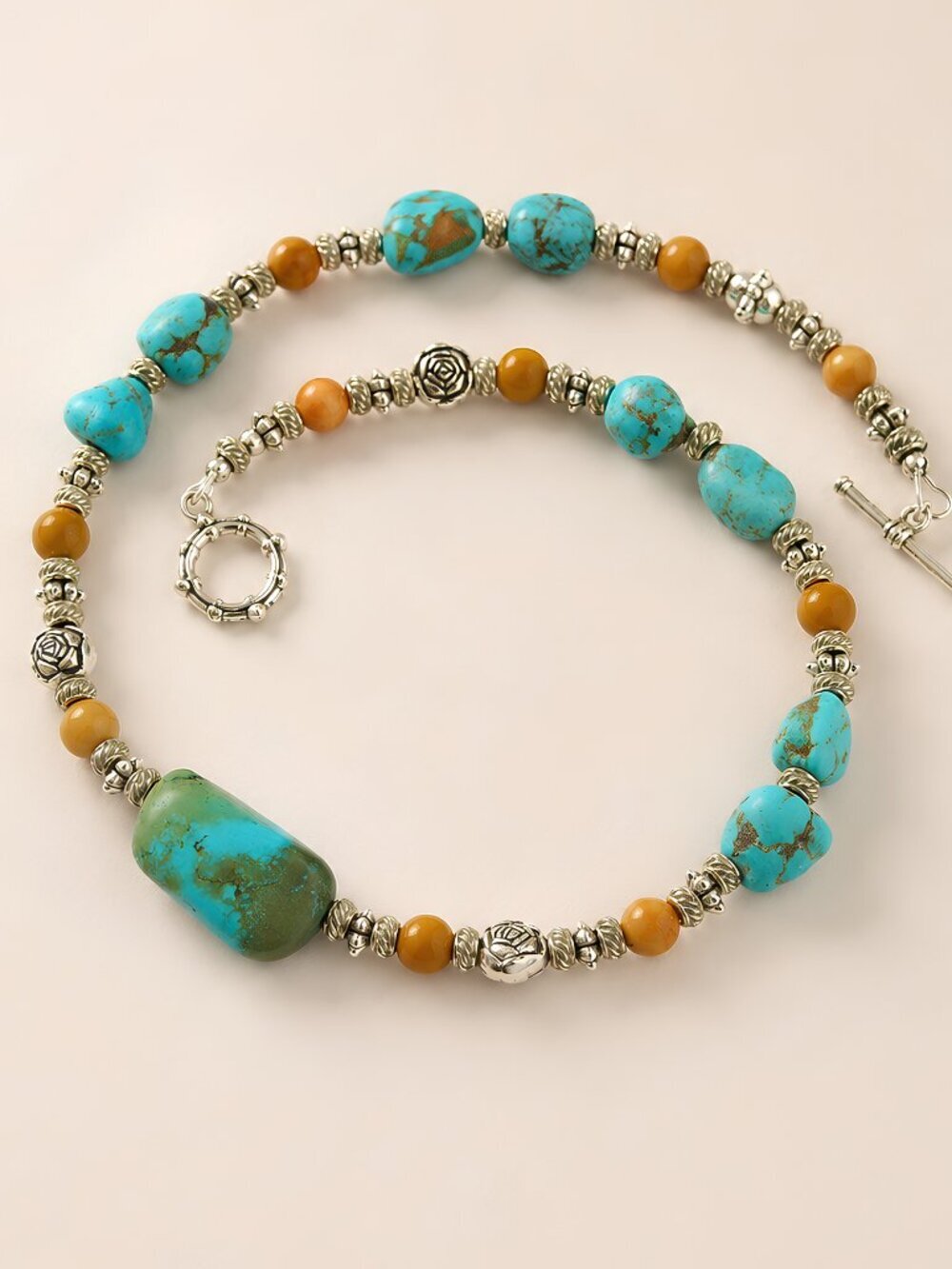 Western Turquoise Necklace-Tibetan Silver